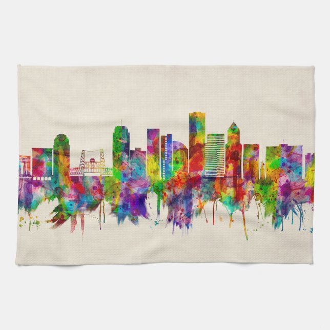 Portland Oregon Skyline Kitchen Towel (Horizontal)