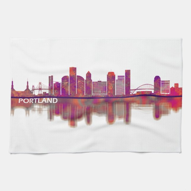 Portland Oregon Skyline Kitchen Towel (Horizontal)
