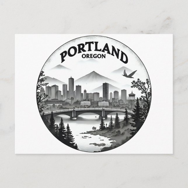 Portland Oregon Skyline Postcard (Front)