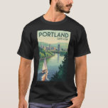 Portland Oregon Skyline Travel Art Vintage T-Shirt<br><div class="desc">Portland retro vector travel design. With stunning views of Mount Hood,  countless parks,  and unique neighbourhoods,  it’s a top destination for eco-conscious travelers and urban explorers alike.</div>
