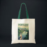 Portland Oregon Skyline Travel Art Vintage Tote Bag<br><div class="desc">Portland retro vector travel design. With stunning views of Mount Hood,  countless parks,  and unique neighbourhoods,  it’s a top destination for eco-conscious travelers and urban explorers alike.</div>