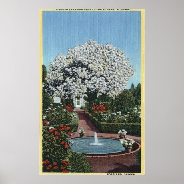 Portland, Oregon - Spanish Pool and Ghost Tree Poster (Front)