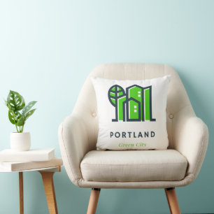 Portland Oregon US Sustainable Green City Throw Pillow