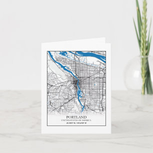 Portland Oregon USA Travel City Map Card