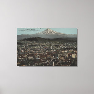 Portland, Oregon - View of Downtown with Mt Canvas Print