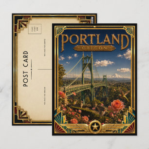 Portland Oregon Vintage Art Deco Golden Age Postcard