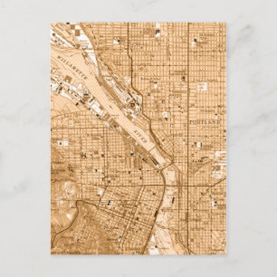 Portland oregon vintage map postcard