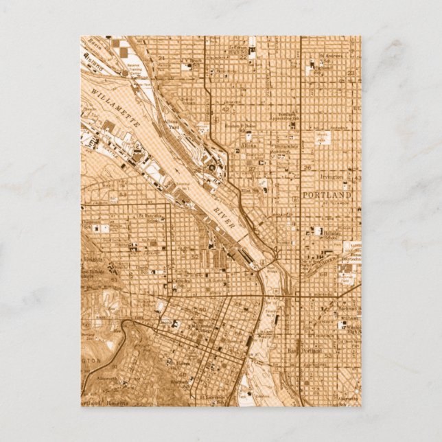 Portland oregon vintage map postcard (Front)