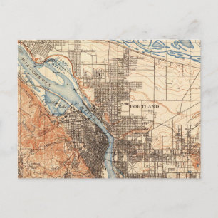 Portland Oregon Vintage Map  Postcard