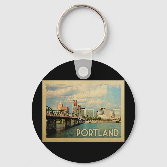 Portland Oregon Vintage Travel Keychain (Front)