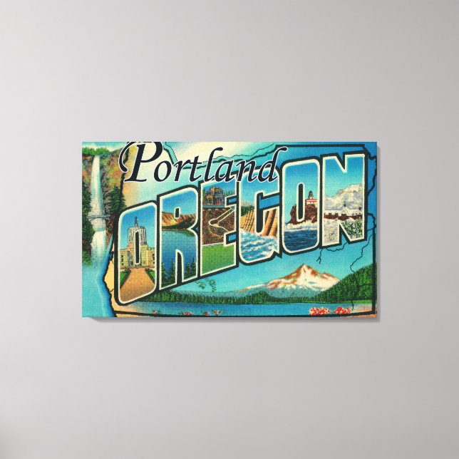 Portland, OregonLarge Letter Scenes 2 Canvas Print (Front)