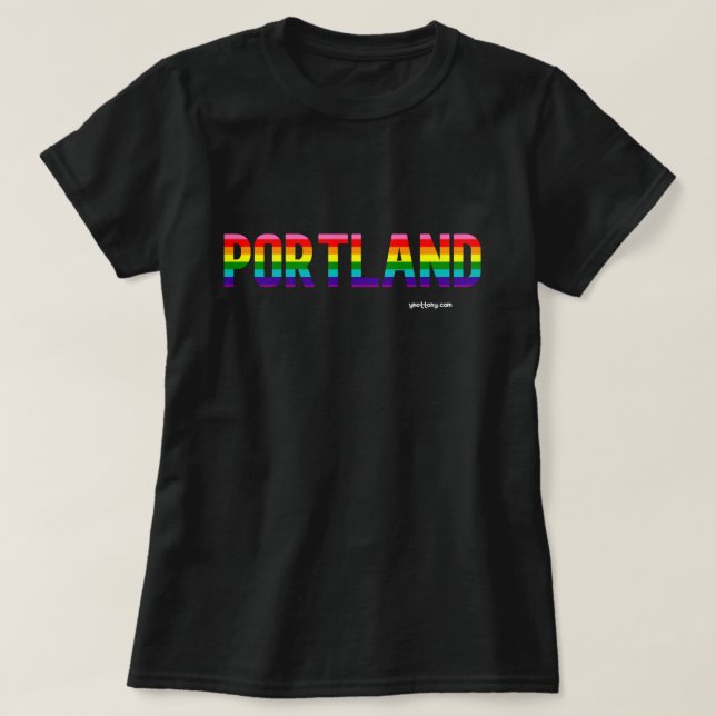 Portland Pride T-shirt |  Gay Rainbow Flag (Design Front)