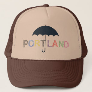 Portland Rain Weather Brown Tan Baseball Cap Hat