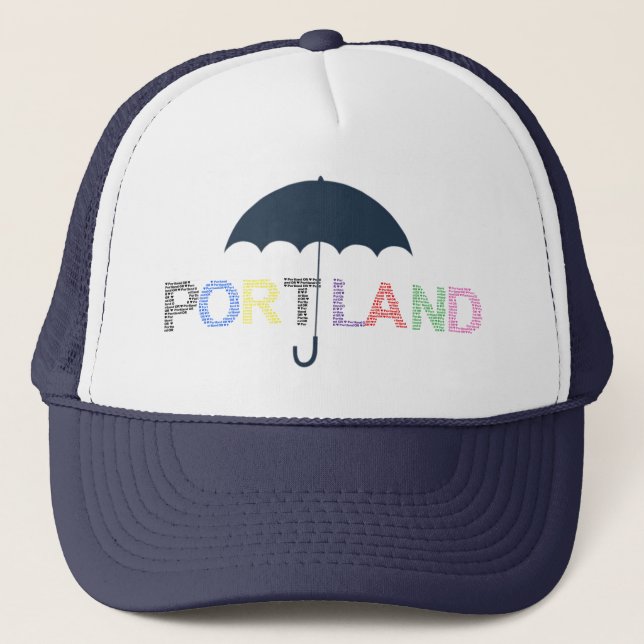 Portland Rain Weather Navy Baseball Cap Hat (Front)