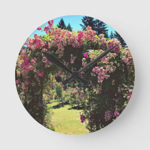 Portland Rose Garden Faux Canvas Print Round Clock