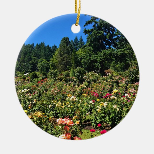 Portland Rose Garden, OR Ceramic Ornament (Front)