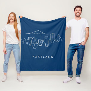 Portland Skyline Fleece Blanket
