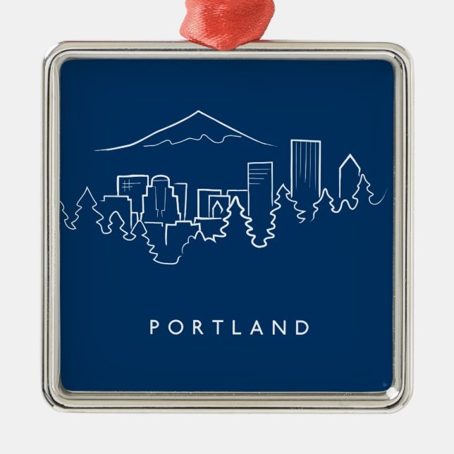 Portland Skyline Metal Ornament (Front)