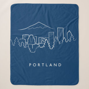 Portland Skyline Sherpa Blanket