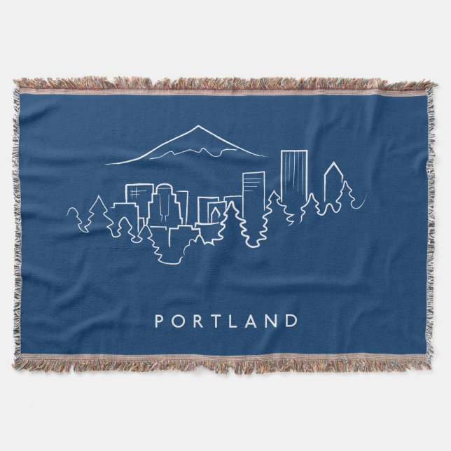 Portland Skyline Throw Blanket (Front)