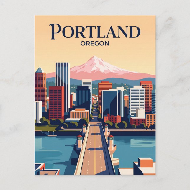Portland Skyline USA Postcard (Front)
