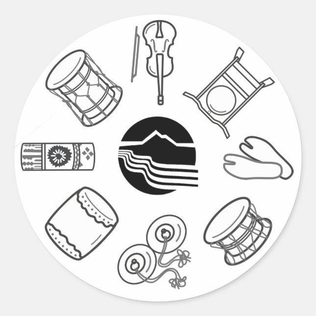 Portland Taiko Line Art Sticker Sheet (Front)