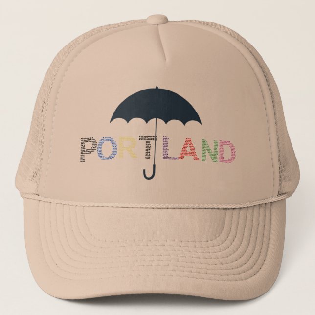 Portland Umbrella Baseball Cap Trucker Hat (Front)