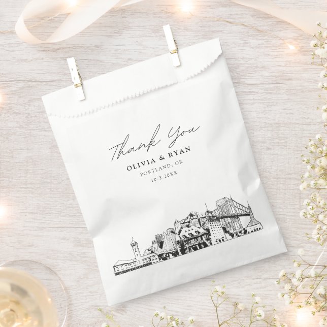 Portland Wedding Personalized Favour Bag  (Clipped)