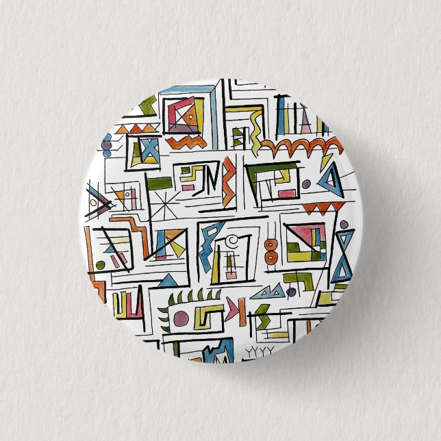 Portland-Whimsical Abstract Geometric Art 1 Inch Round Button (Front)