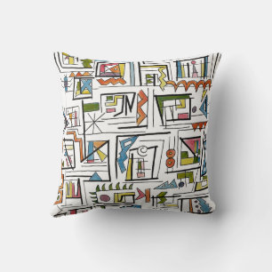 Portland-Whimsical Abstract Geometric Art Throw Pillow