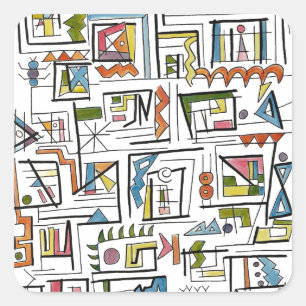 Portland-Whimsical Abstract Geometric Watercolor  Square Sticker