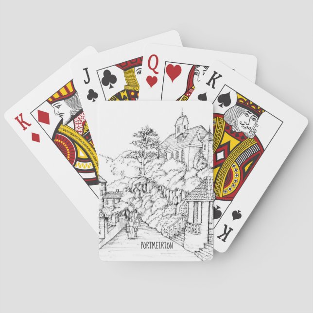 Portmeirion North Wales Pen and Ink Sketch Playing Cards (Back)