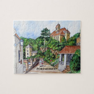 Portmeirion North Wales Pen and Wash Sketch Jigsaw Puzzle