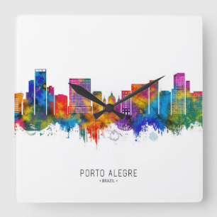Porto Alegre Brazil Skyline Square Wall Clock
