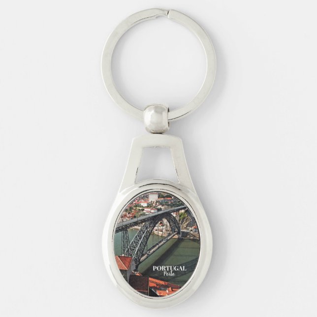 Porto bridge over Douro River, Portugal Keychain (Front)