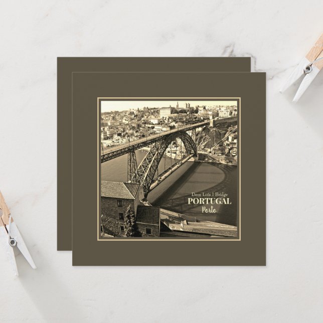 Porto bridge over Douro River, Portugal, sepia (Front/Back In Situ)