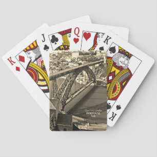 Porto bridge over Douro River, Portugal, sepia Playing Cards