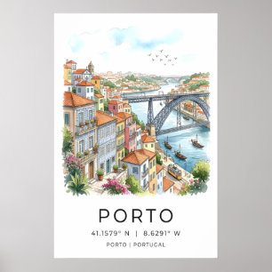 Porto City Art Print Watercolor, Yellow Tram