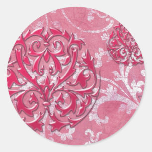 PORTO CRISTO: VINTAGE SHABBY LUXE in ROSE PINK Classic Round Sticker