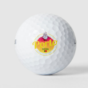 Porto in Portugal Ship Retro Sunset Vintage Golf Balls