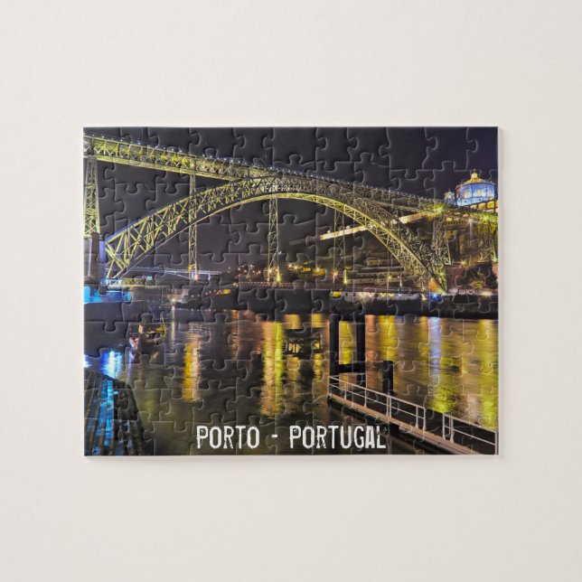 Porto - Portugal. Night Scene Near Douro River Jigsaw Puzzle (Horizontal)