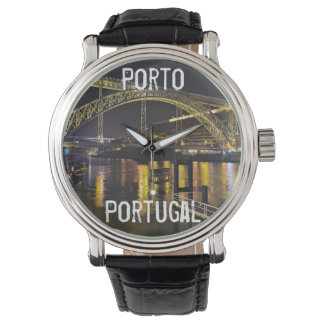Porto - Portugal. Night Scene Near Douro River Wat Watch