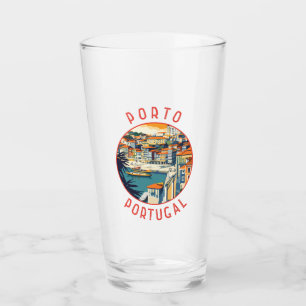 Porto Portugal Retro Distressed Circle Glass