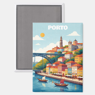Porto Portugal Vintage Travel Art Magnet