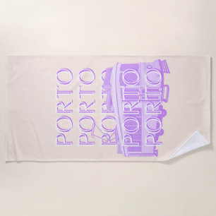 Porto Travel Art, Portugal, Pastel, Minimalist Beach Towel