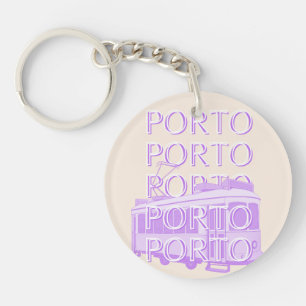 Porto Travel Art, Portugal, Pastel, Minimalist Keychain