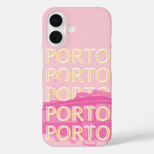 Porto Travel Art, Portugal, Pink, Preppy iPhone 16 Case