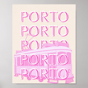 Porto Travel Art, Portugal Travel Art, Pink Poster