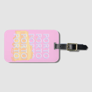 Porto Travel Art, Portugal Travel Art, Preppy Pink Luggage Tag