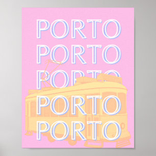 Porto Travel Art, Portugal Travel Art, Preppy Pink Poster